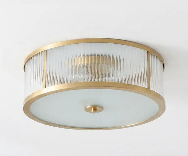 Solid brass flush mount ceiling light for entryway